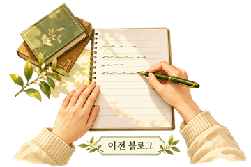 햇살 아래 글 쓰는 손 수채화